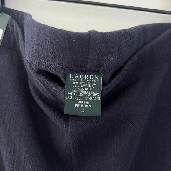 Lauren Ralph Lauren Leggings size C Blue Faux Suede Patch Equestrian Style NEW M - Picture 3 of 7